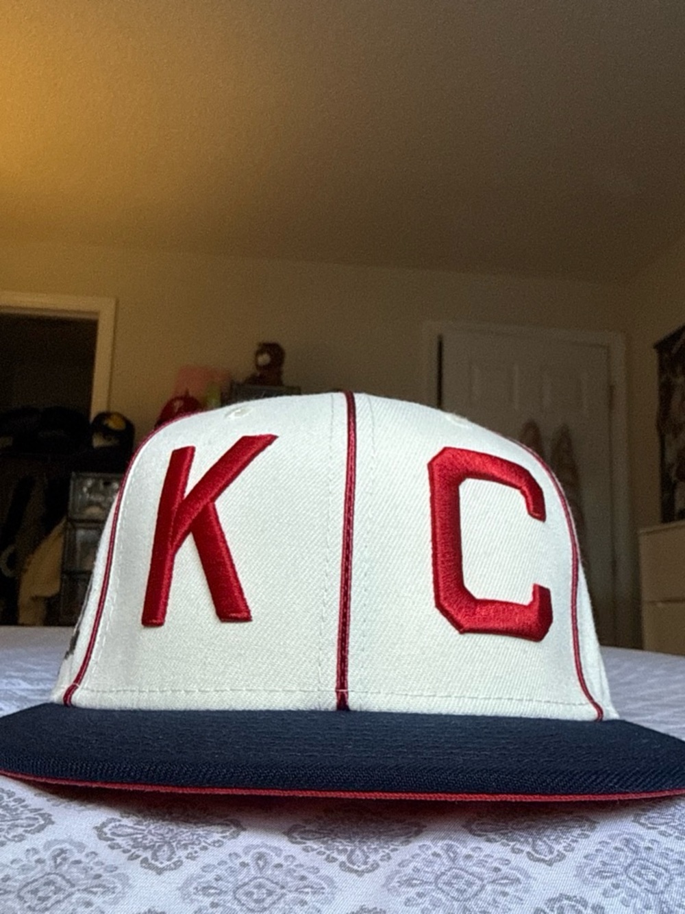 Ring Men's KC Baseball Cap in White, Red and Navy Blue